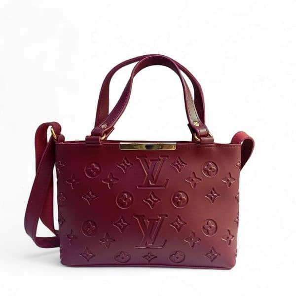 Women's PU Leather Plain Embossed Hand Bag 1