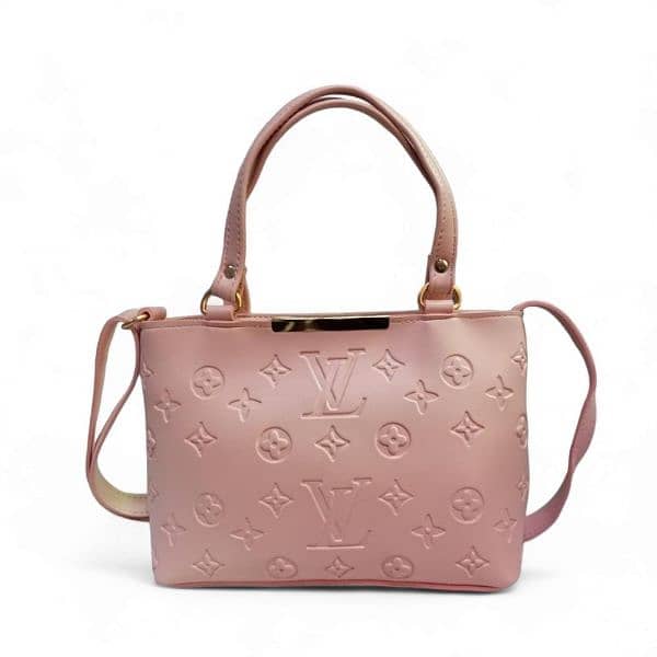 Women's PU Leather Plain Embossed Hand Bag 3