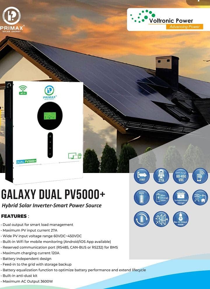 MPPT SOLAR INVERTER – GALAXY DUAL PV5000+ 0