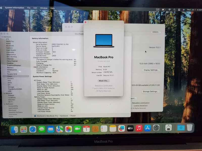 Macbook Pro M2 2022 13" 8gb ram 256gb ssd Care plus 0