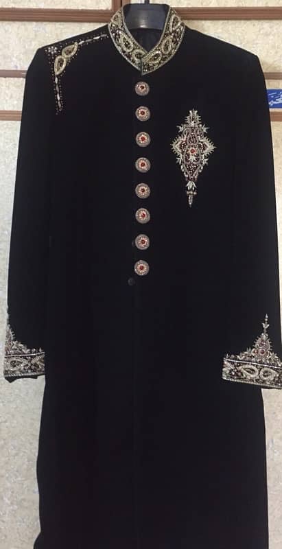 welvet Black Sherwani 1