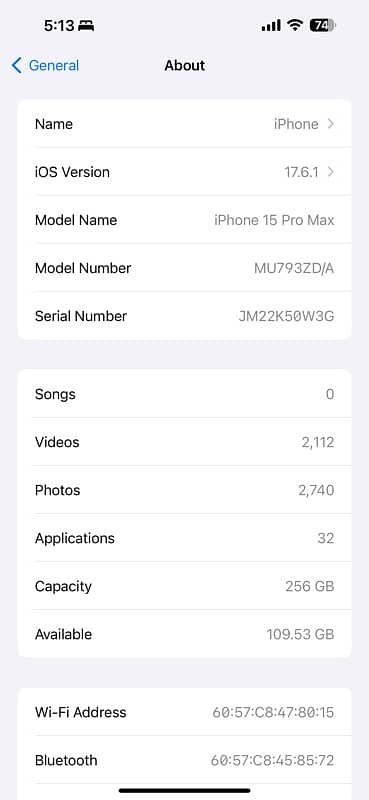 15 pro max 256gb fu 5