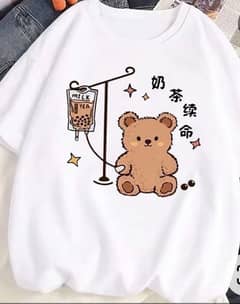 Premium quality cute bear printed oversized shirt !!