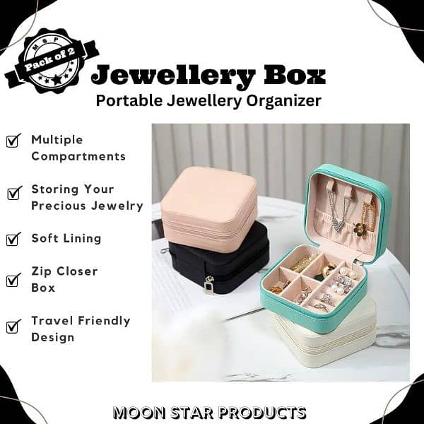 Multicolour PU Leather Jewelry Box. 1 Pcs Travel Frendly Design 2