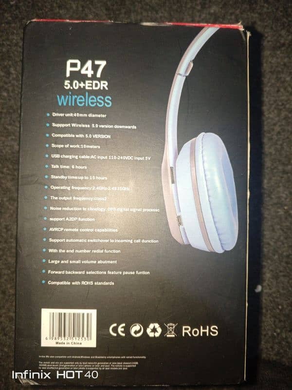 P47 5.0+EDR wireless headphones 1