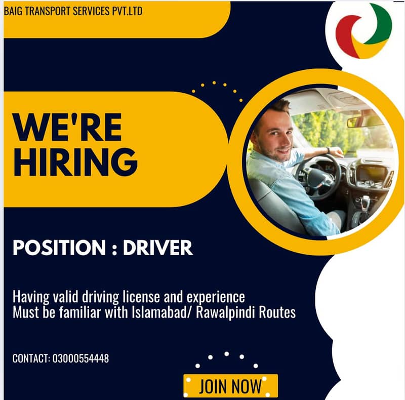 Driver Required for a company's vehicle 0