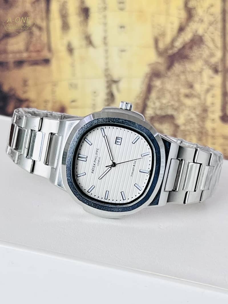 Patek Philippe Silver Analog Date Working Watch 4