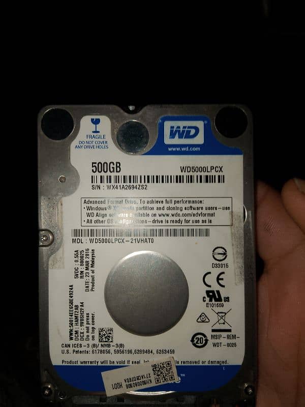 HDD 500GB internal or External Hard drive  100% health 0