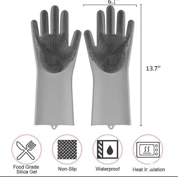 Washing Gloves, Silicone Dishwasher,Hand Gloves for Cleaning 0