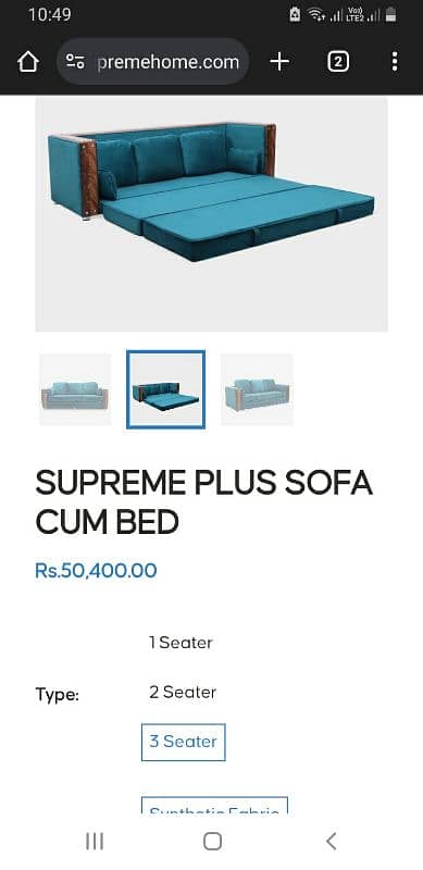 Supreme Plus 3 seater sofa cum bed 0