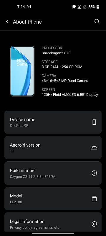 OnePlus 9r 8/256 original box and charger 4