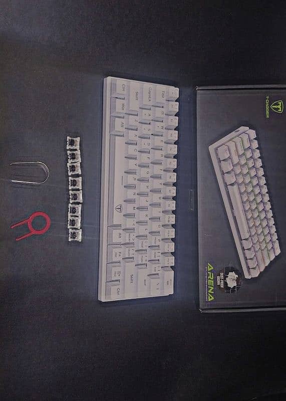 T-Dagger Arena 61% Mechanical Keyboard(White)–Modded for Thicker sound 1