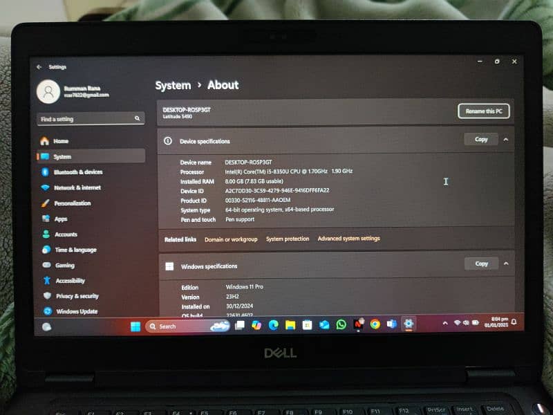 Dell Latitude 5490 i5 8th gen 8gb ram 256gb ssd 1