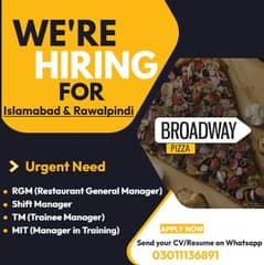 RGM, Shift Manager, TM, MIT  & Riders - Hiring For ISB & RWP