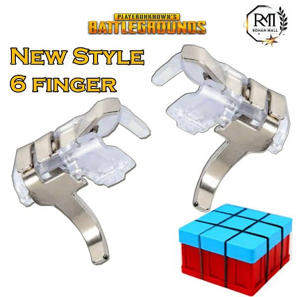 White Pubg Trigger With Box 6 Fingers Trigger For Pubg/Cod/Free fire 0