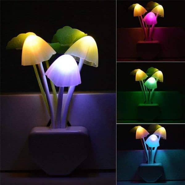 Silicone LED Mushroom Night Lights - Multicolor - 2 Pack 0