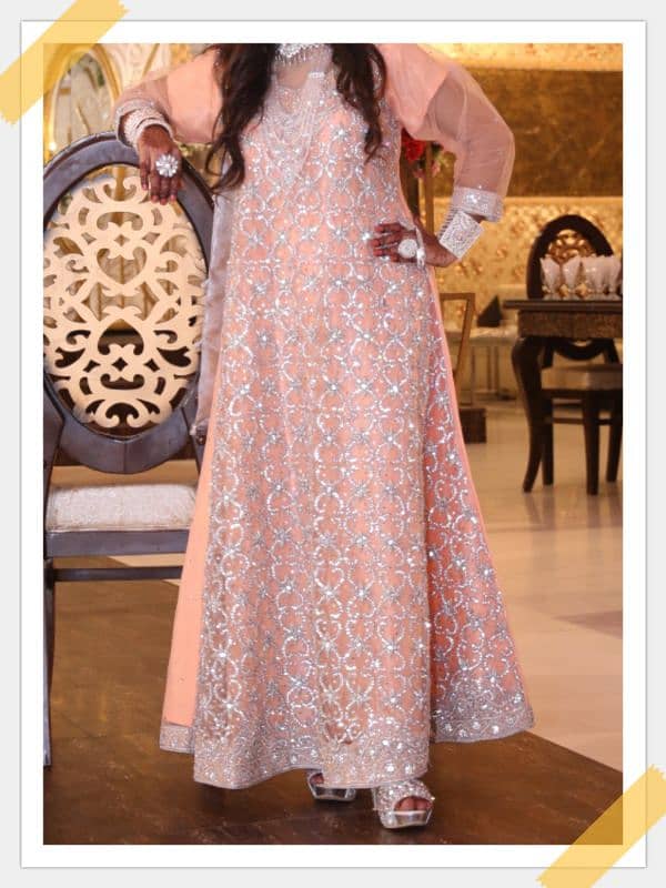 Bridal Walima Maxi Peach Color One Day Use 0