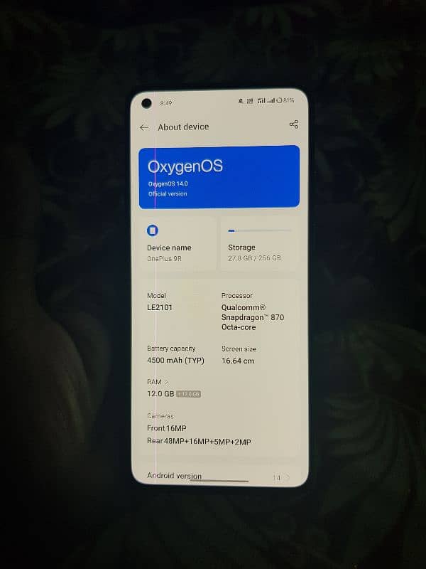 one plus 9r 12gb 256gb pta approved 7