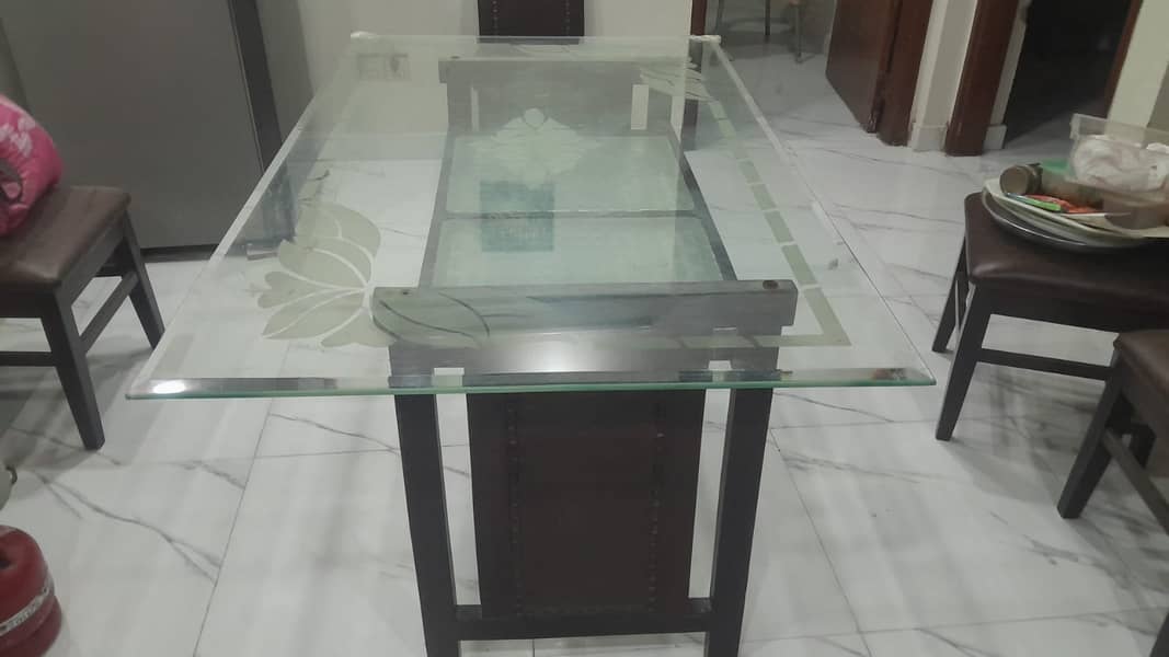 Wooden and glass dining table 0