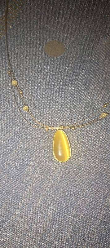 vintage Real golden cat eye stone necklace 1