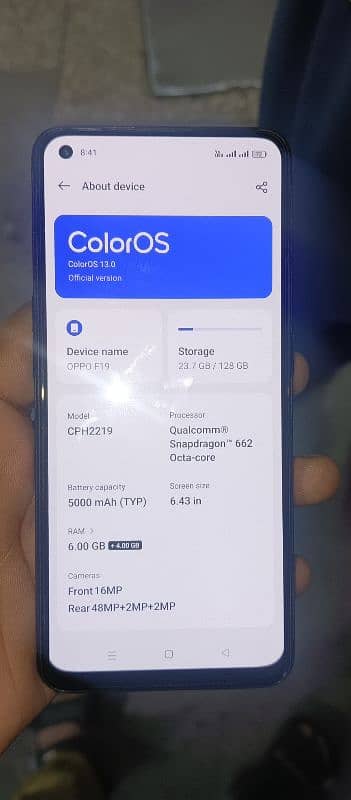 oppo f19 6+4= 5000 mah battery. . . 10.9 condition 1