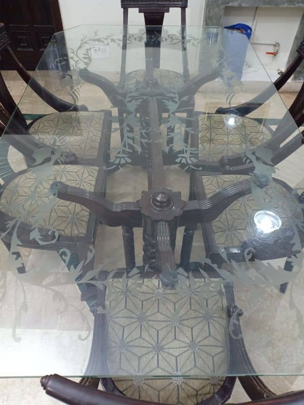 Glass top Dining table with Six dining chairs 0