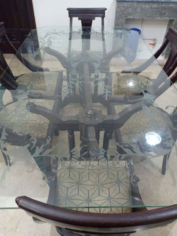 Glass top Dining table with Six dining chairs 1