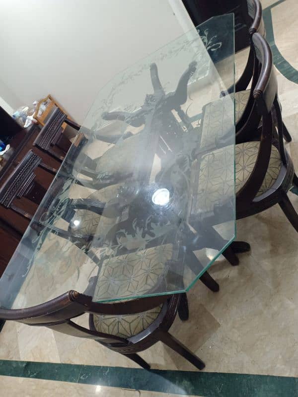 Glass top Dining table with Six dining chairs 2