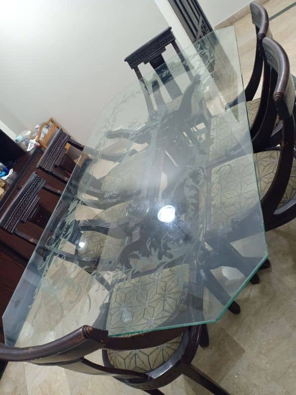 Glass top Dining table with Six dining chairs 3