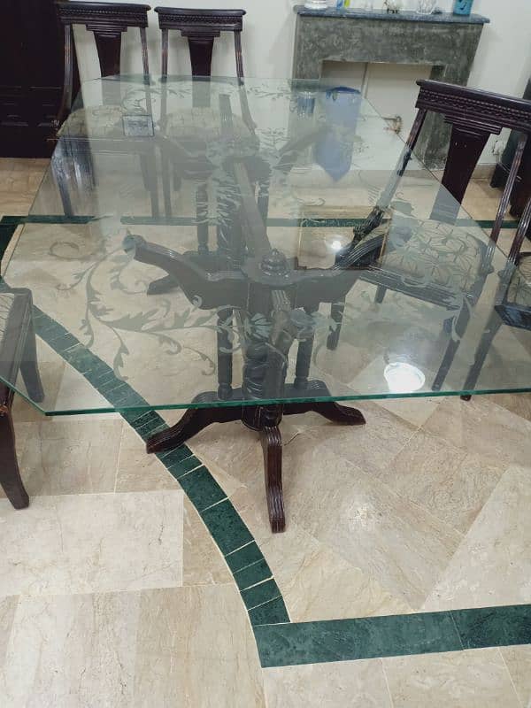 Glass top Dining table with Six dining chairs 4