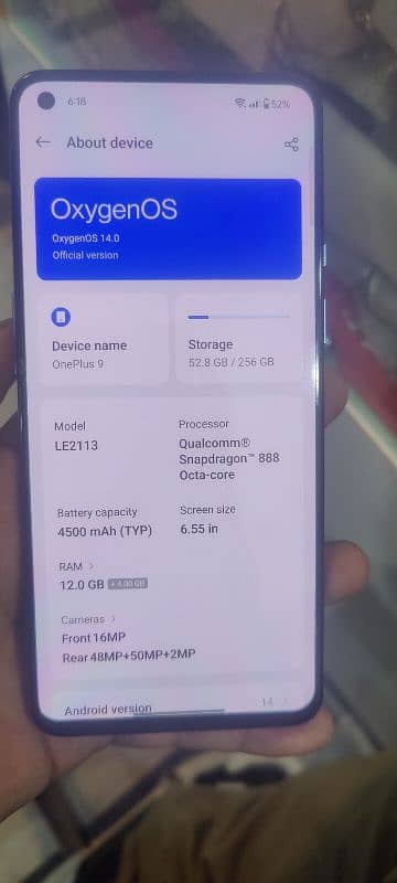 OnePlus 9.12gb 256gb dull sim 0