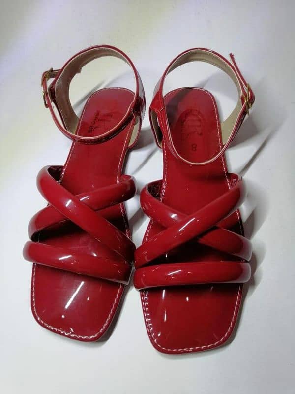 women flat sandals leather Red 0