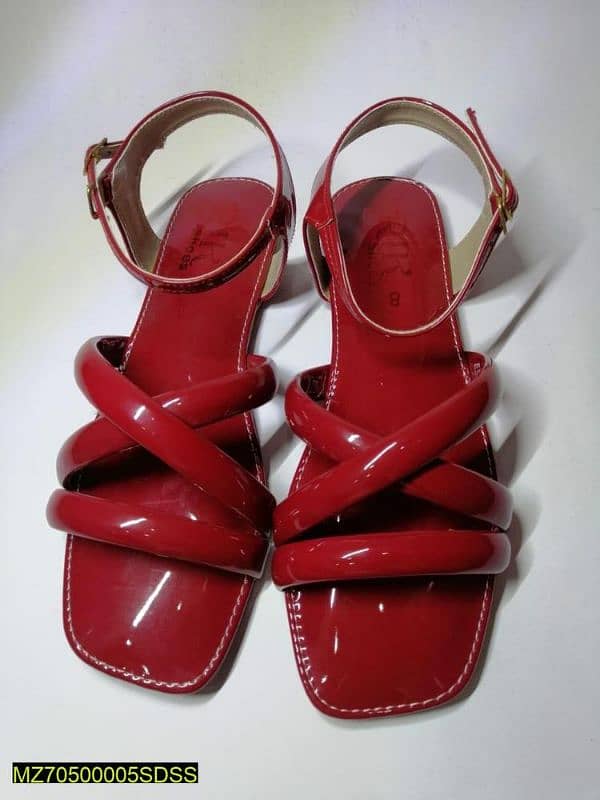 women flat sandals leather Red 2