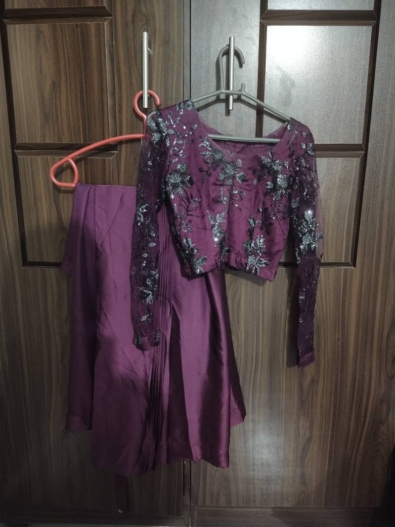 Wine color pant sarree with blouse 0