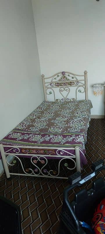 2 Set of Iron Single Bed With Side Tables and matresses 4