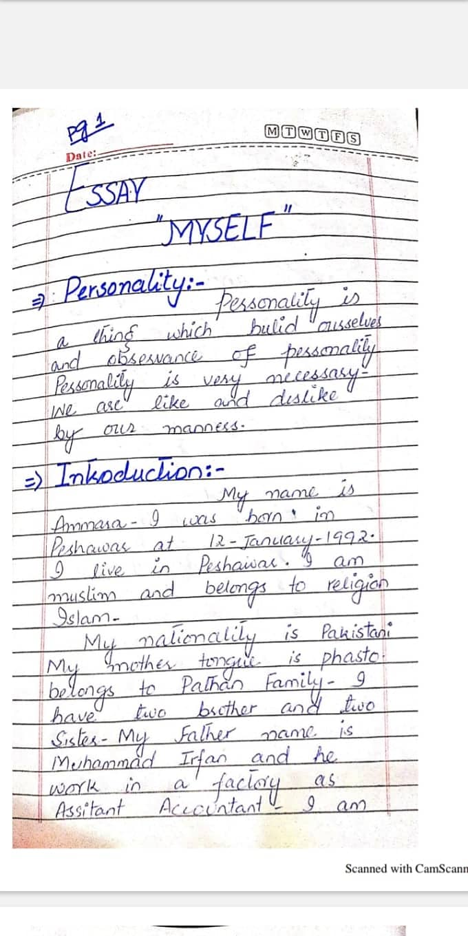 handwriting assignment work 7