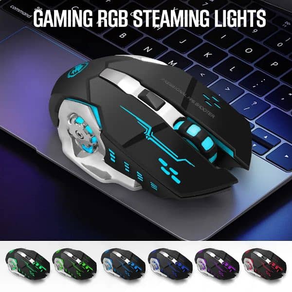 ASHATA Portable USB 2.4Ghz Wireless Gaming Rechargable Mouse 6 keys 1