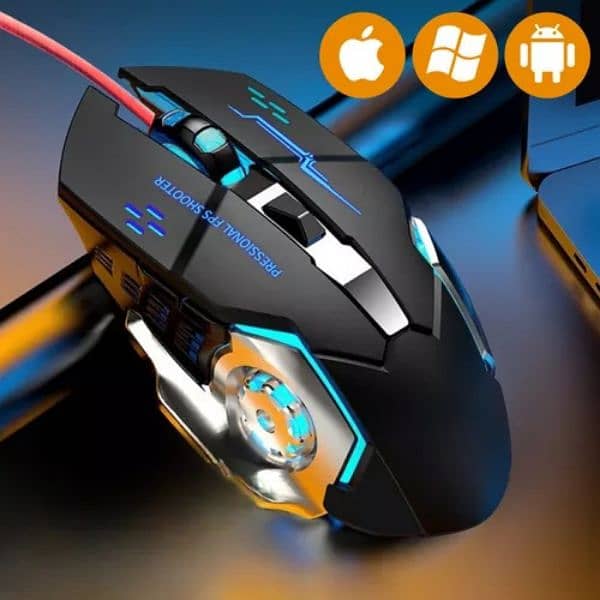 ASHATA Portable USB 2.4Ghz Wireless Gaming Rechargable Mouse 6 keys 2