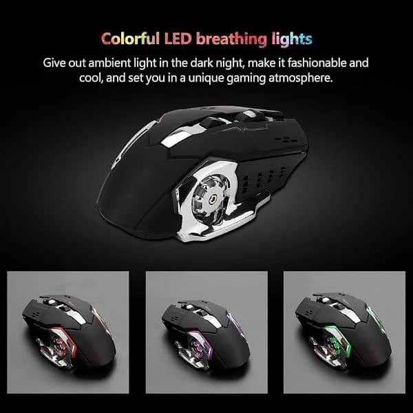 ASHATA Portable USB 2.4Ghz Wireless Gaming Rechargable Mouse 6 keys 10