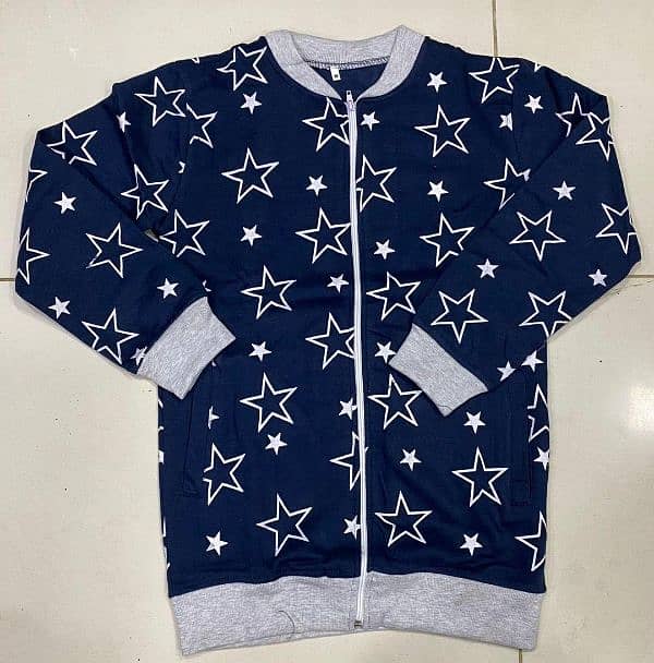 1 pc Women Stars Printed Fleece jacket _ Stylish and Cozy 2