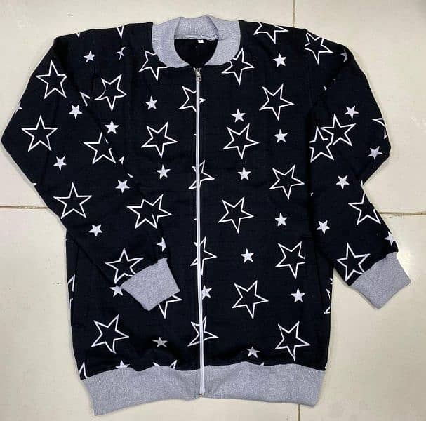 1 pc Women Stars Printed Fleece jacket _ Stylish and Cozy 6