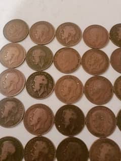 One penny 1900 to 1936 dates copper penny old coins