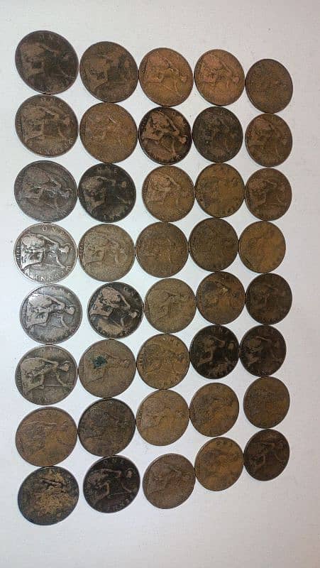 One penny 1900 to 1936 dates copper penny old coins 2