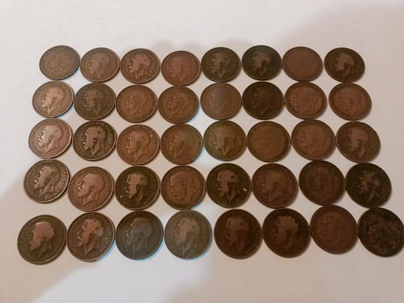 One penny 1900 to 1936 dates copper penny old coins 3