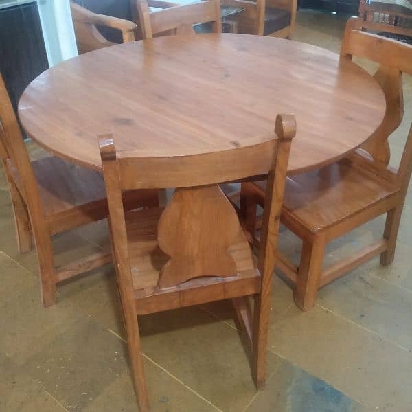 pine wood dinning table made from mansehra 4 chair 0