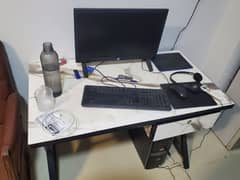 Office Tables/work stations, single seater sofa and wall fan