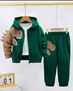 2 Pcs Kid's Stylish Printed Fleece Zipper Tracksuit