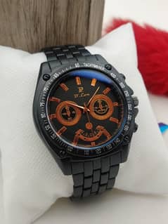 D. LON.  MEN'S WATCH.  MATTE FINISHE BLACK COLOUR. SPORTS DIAL LOOK