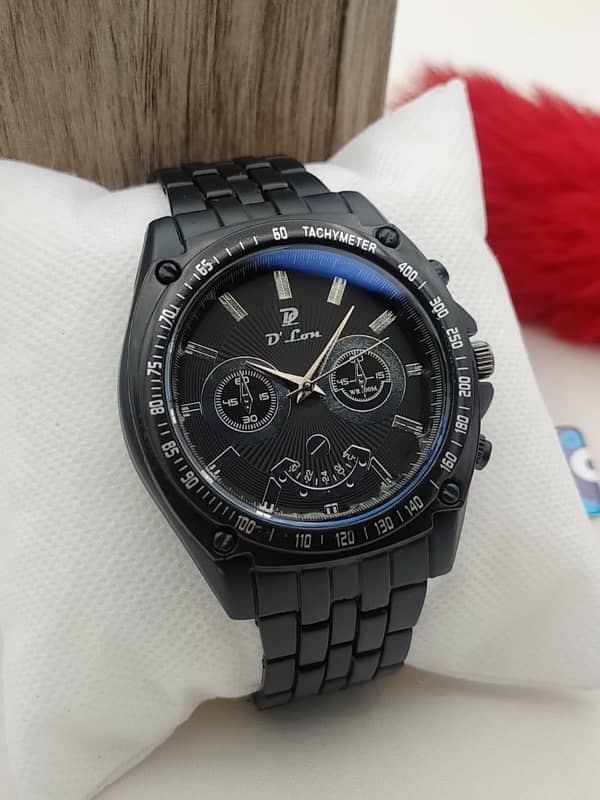 D. LON.  MEN'S WATCH.  MATTE FINISHE BLACK COLOUR. SPORTS DIAL LOOK 1