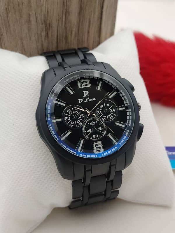 D. LON.  MEN'S WATCH.  MATTE FINISHE BLACK COLOUR. SPORTS DIAL LOOK 2